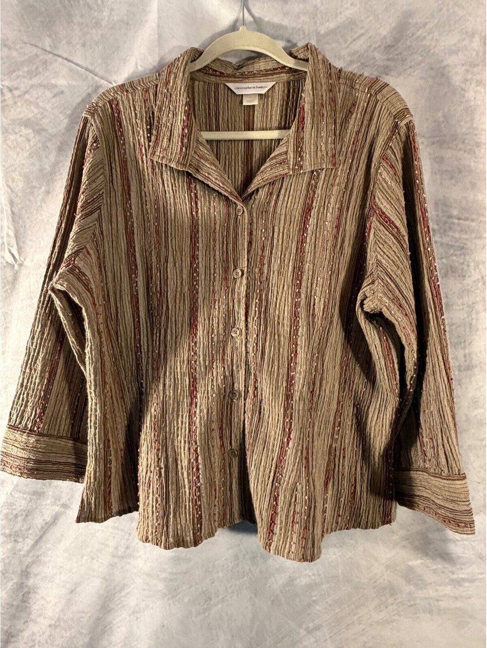 Christopher & Banks Women's XL Textured Button Front Blouse